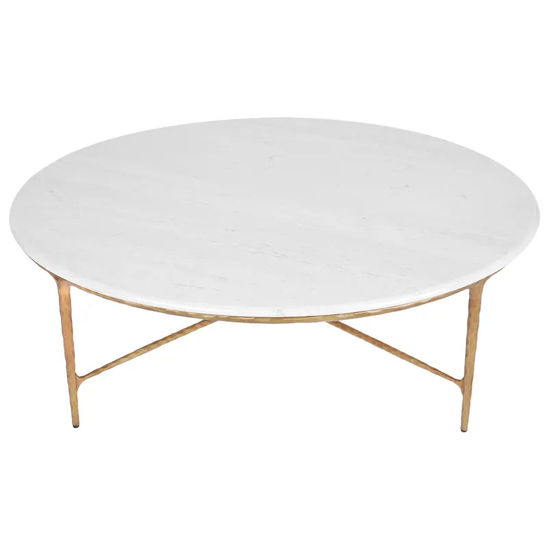 Heston Marble Round Coffee Table - Brass