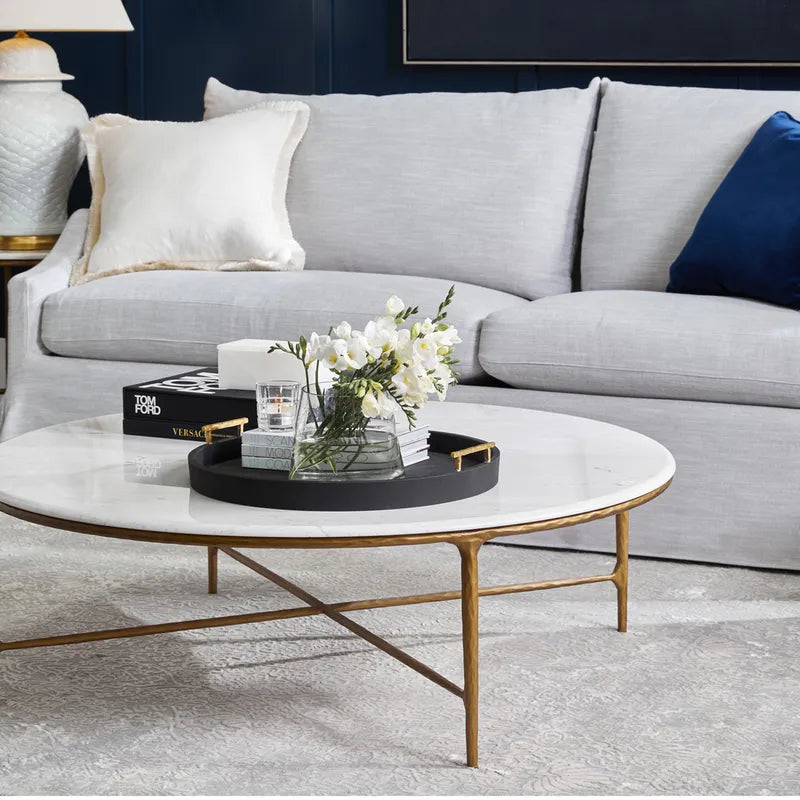 Heston Marble Round Coffee Table - Brass