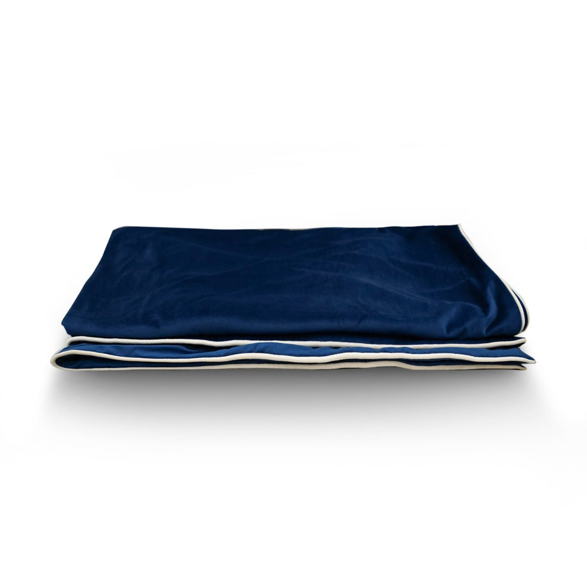 Navy Royale Velvet Double-Sided Throw with Piping