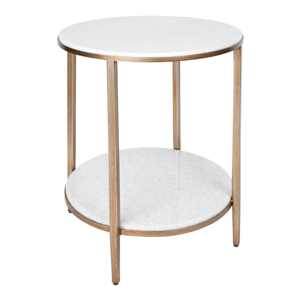 Chloe Stone Side Table - Antique Gold