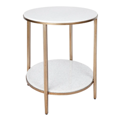 Chloe Stone Side Table - Antique Gold